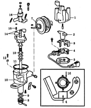  Проверка, регулировка, снятие и установка распределителя зажигания   (модели 1993 и 1994 г.г. вып.) Nissan Maxima QX